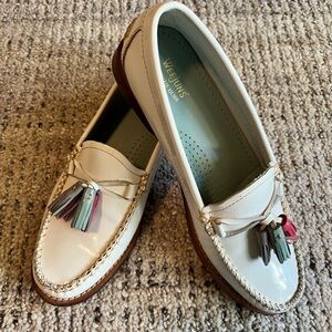 Weejun’s G.H. Bass & Co. Women's Cream Leather Loafers with Multicolor Tassels